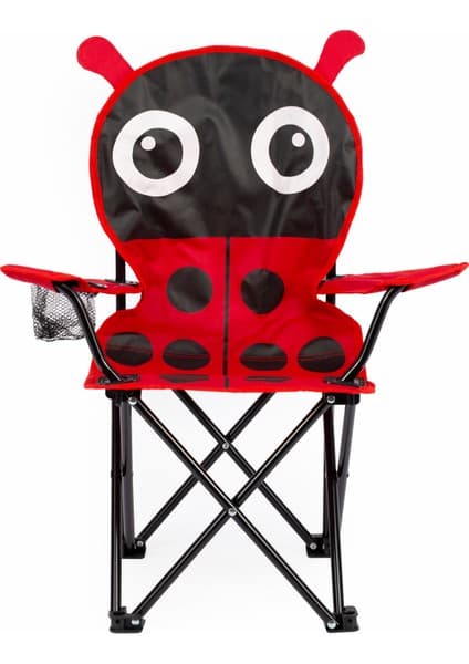 Uniqamp ® Coco™ Uğur Böceği Temalı Katlanır Çocuk Kamp Sandalyesi Kırmızı - Siyah Renkli Fonksiyonel Tasarım