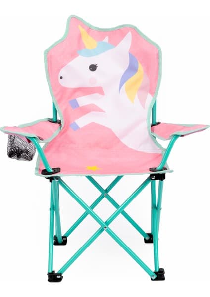 Uniqamp ® Coco™ Unicorn Temalı Katlanır Çocuk Kamp Sandalyesi Pembe Renkli Fonksiyonel Tasarım