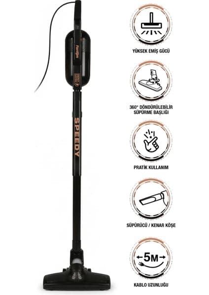 Fantom Speedy Pro Du 2100 Dikey Süpürge Siyah 1 L Toz Hacmi ile Ekonomik ve Kullanım Kolaylığı