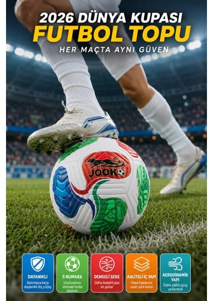 Open City 2026 Dünya Kupası Futbol Topu 5 Numara Dikişli Maç Antrenman Topu Dayanıklı Resmi Ölçü Standart