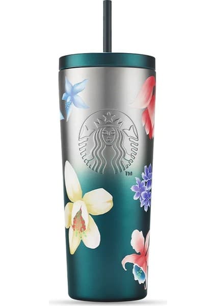 Starbucks 11182314 Tropikal Camgöbeği Çelik Termos 591 ml Paslanmaz Çelik Malzeme ile Şık Tasarım