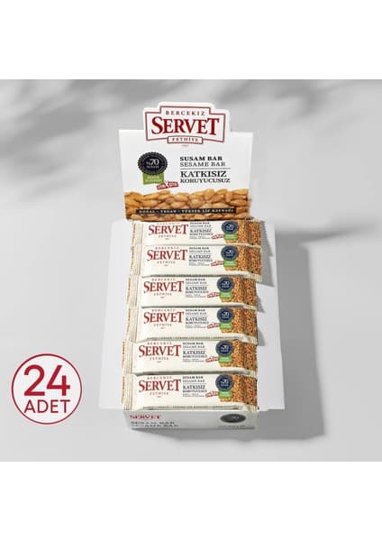 Servet Şeker İavesiz Susam Kuruyemiş Bar 480g (20gx24 lü Paket)