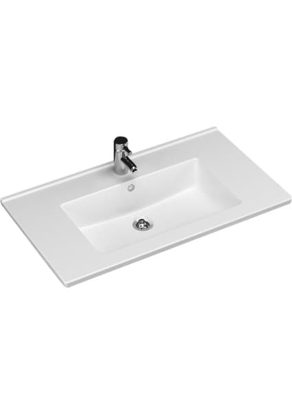 Turavit Bella 80 cm Beyaz Etejerli Lavabo Modern Tasarım ve Kolay Temizlik Özellikleriyle