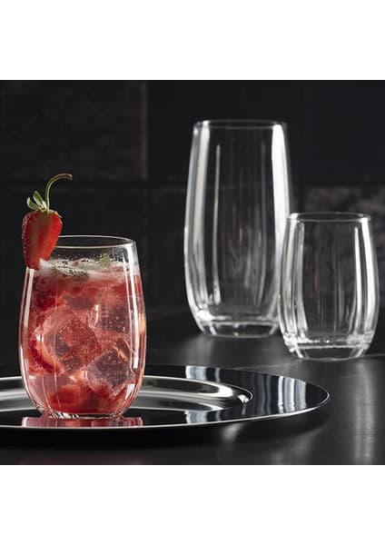 Paşabahçe 18 Parçalı Linka Bardak Seti 3 Boy 96820 Şeffaf Cam Desenli 500 ml Meşrubat Bardağı