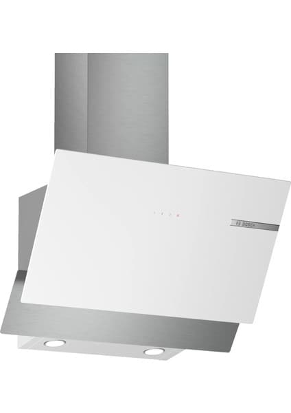 Bosch DWK65AD20R 60cm Eğimli Duvar Tipi Beyaz Cam Davlumbaz Yüksek Emiş Gücü