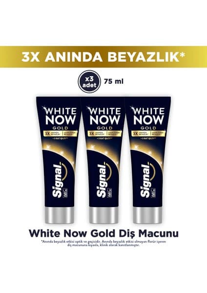 Signal White Now Diş Macunu Gold 3 Kat Işıltı 75 ml X3