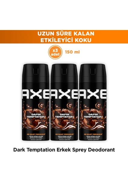 Axe Dark Temptation Erkek Deodorant & Bodyspray 48 Saat Ferahlık 150 ml x3
