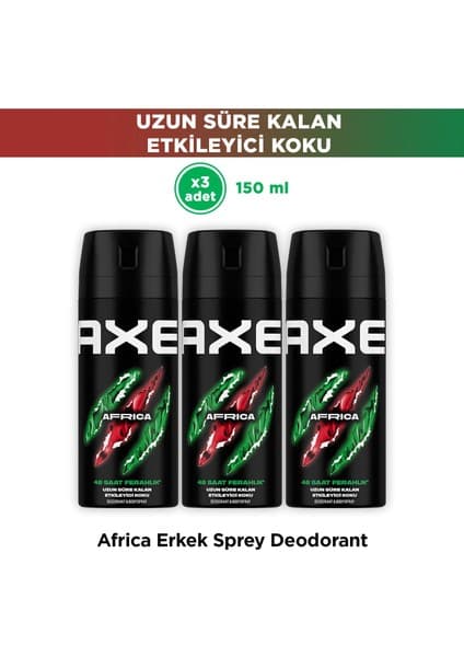Axe Africa Erkek Deodorant & Bodyspray 48 Saat Ferahlık 150 ml x3