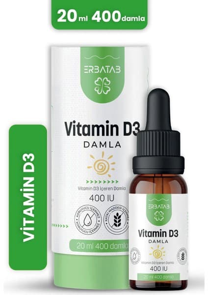 Erbatab Vitamin D3 Kids 20 ml 400 IU Damla
