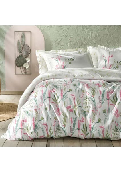 Yataş Hana Pembe Çiçek Desenli Çift Kişilik Ranforce Nevresim Takımı 200 x 220 cm