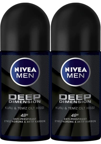 Nivea Nıvea Men Deep Dimension Erkek Deodorant Roll-On 50 ml 2'li