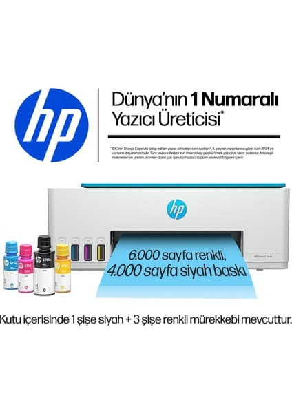 HP 596 Smart Tank - Wıreless All-In-One Renkli Mürekkep Püskürtmeli Tanklı Yazıcı 9B2C6A