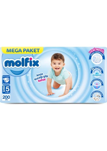 Molfix Kanal Teknolojisi Mega Paket 5 Beden Junior 200 Adet