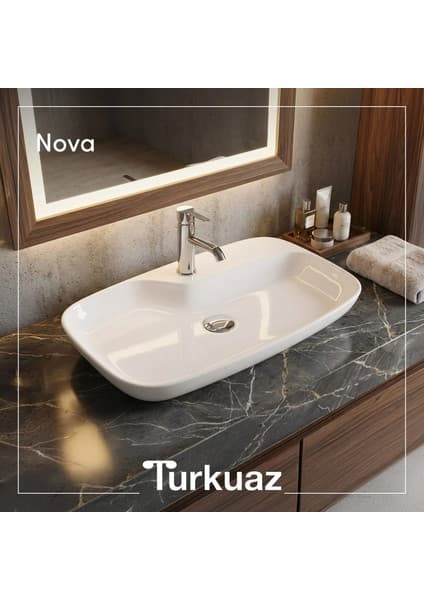 Turkuaz Seramik Nova 70x43 cm Tezgah Üstü Lavabo