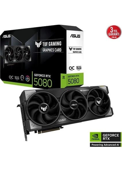 Asus TUF-RTX5080-O16G-GAMING-NVIDIA-GEFORCE-RTX 5080-16GB GDDR7-256bit--OC-2xHDMI-3xDP-RGB-DLSS4 EKRAN KARTI