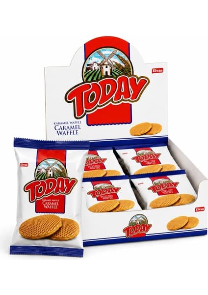 Elvan Today Caramel Waffle 22 gr 24 Adet (1 Kutu)