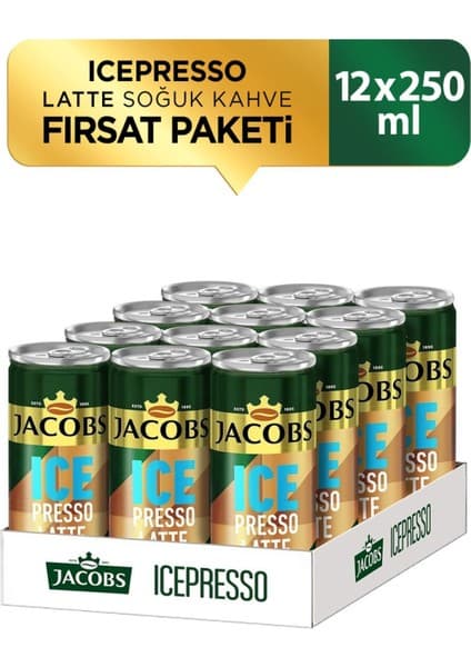 Jacobs Icepresso Latte Soğuk Kahve 250 ml X 12 Adet