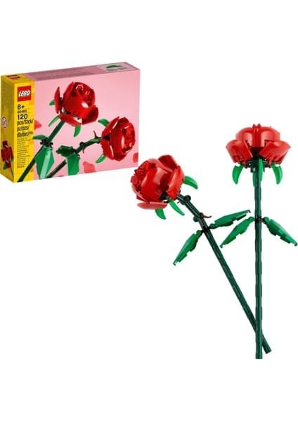 LEGO ® Botanicals Gül 40460 – Yetiskinler için Uzunlugu Ayarlanabilen 2 Gül Içeren Dekoratif Çiçek Modeli Yapim Seti (120 Parça)