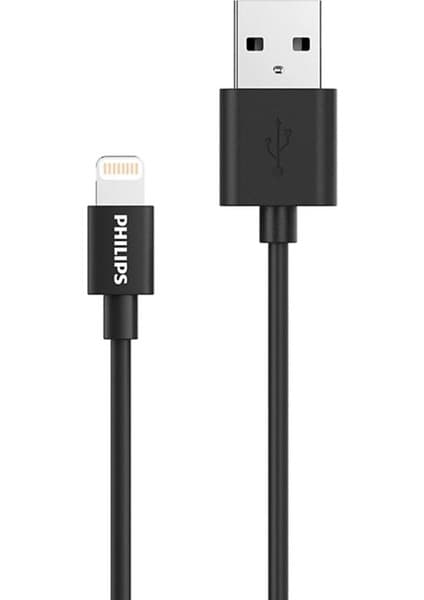 Philips Apple Mfi Lisanslı UsbA to Lightning Hızlı Şarj ve Data Kablosu 1.2m Siyah DLC3104V