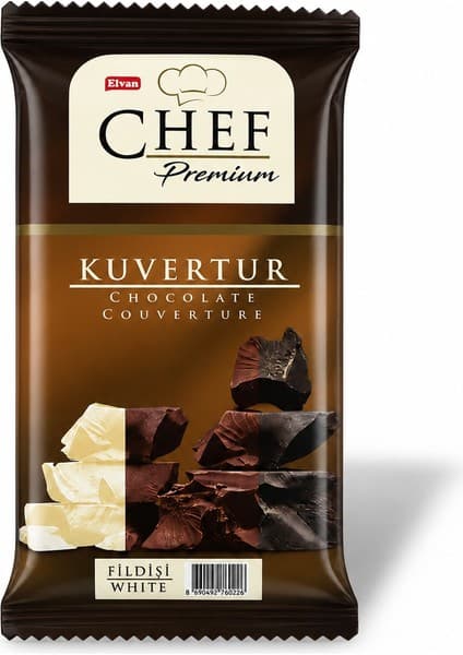 Elvan Chef Premium Beyaz Çikolata Mini Kuvertür 200 Gr. (1 Adet)