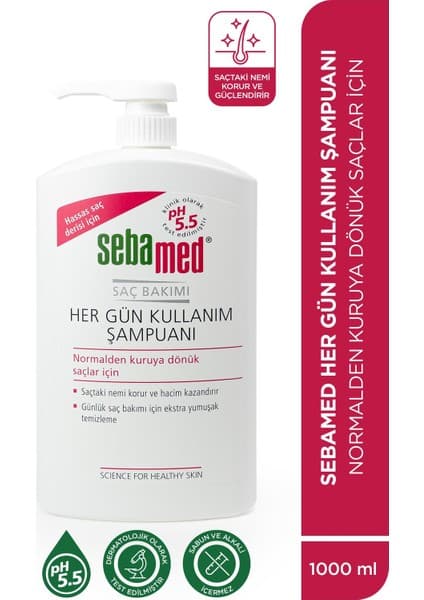 Sebamed Besleyici Onarıcı Kuru ve Hassas Saç Tipine Özel Her Gün Kullanım Günlük Saç Bakım Şampuanı 1000ml