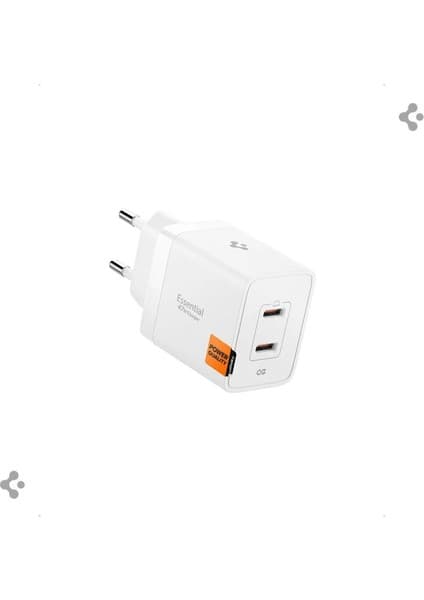 Spigen 47W USB-C 2 Port Mini Hızlı Şarj Aleti PPS 2.0 Super Hızlı Şarj GaN Pro Isı Düşürücü Güç Adaptörü Akım Koruma iPhone & Android & iPad & MacBook Type-C White - ACH08707