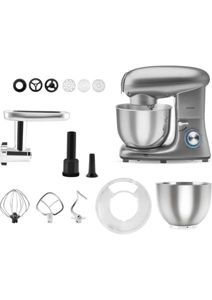 Karaca Multichef Stand Mikser Antrasit Mutfak Şefi 1900W 5,5 Lt (Kıyma Çekme /Sucuk-Sosis/İçli Köfte Aparatlı)