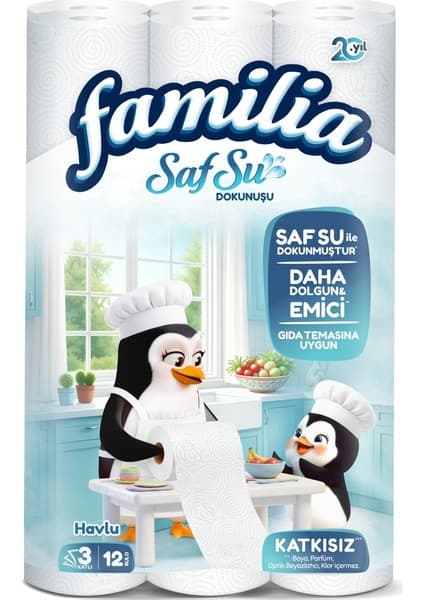 Familia Saf Su Dokunuşu Kağıt Havlu 12'li