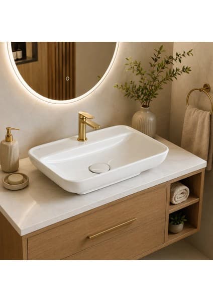 Turkuaz Seramik Lal 60x42 cm Tezgah Üstü Lavabo