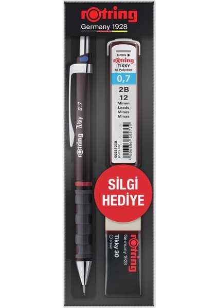 Rotring Tikky Versatil Kalem 0.7 mm + Silgi + Kalem Ucu Set