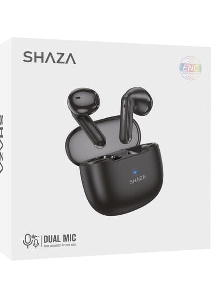 Shaza Air7 Gürültü Azaltma Enc 4 Mikrofonlu Bluetooth 5.3 Tws Kulaklık Siyah