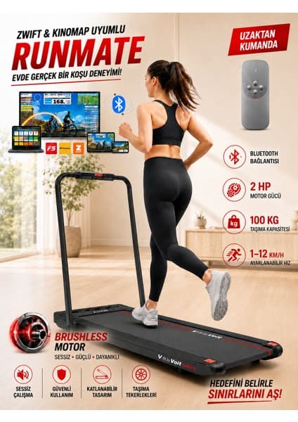 Voit V-Fıt By Voit Runmate New Koşu Bandı - Brushless Motor - Bluetooth- 12KM Hız - Uzaktan Kumanda - Akıllı Uygulama Destekli - Program Özellikli (15 Program)