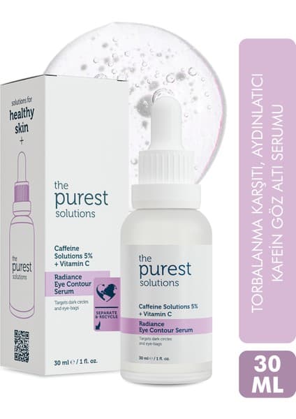 The Purest Solutions Göz Altı Serumu 30 ml Aydınlatıcı Kafein Etkisiyle Torbalanma ve Morluk Giderici