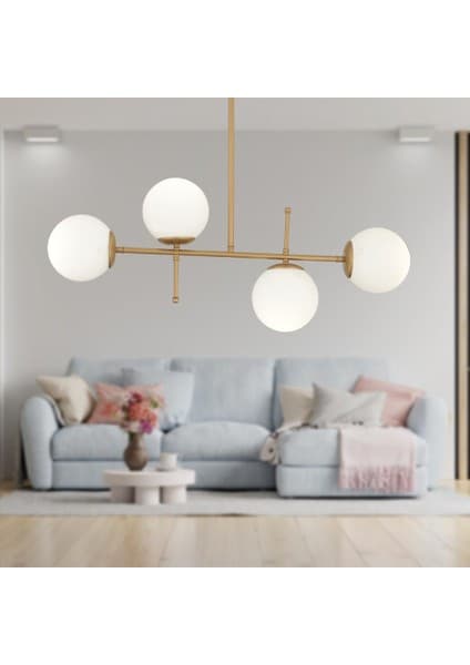 Apliqa Günay 4Lü Eskitme Modern Mutfak Yemek Masası Üstü Yatak odası Salon Avize