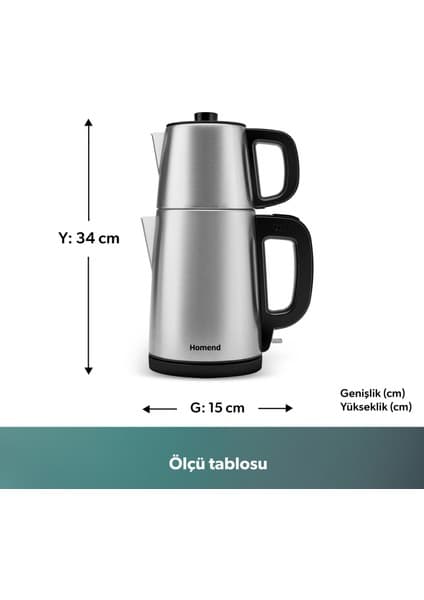 Homend Royaltea 1728H Çelik Çay Makinesi Inox