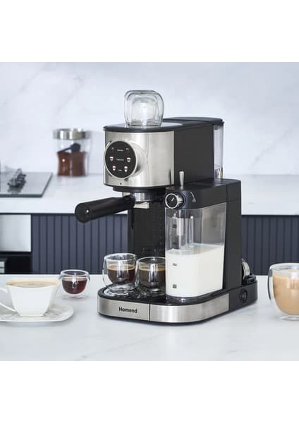 Homend Coffebreak 5015H Espresso Makinesi 1470W Güçlü Süt Köpürtücülü Inox Renkli