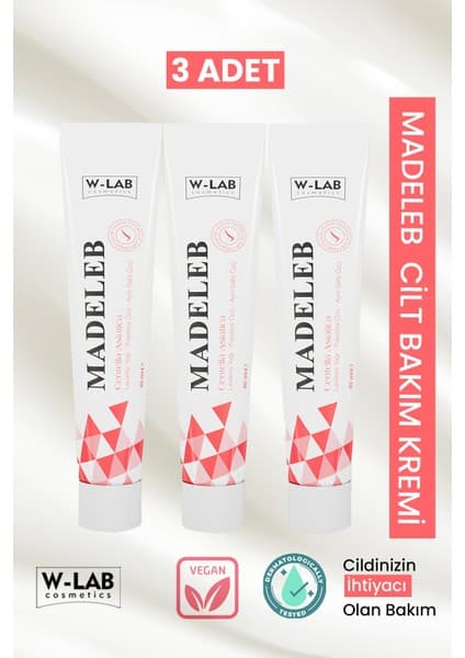 W-LAB Cosmetics Madeleb Leke Karşıtı Krem 40 ml x 3 Adet Karma Ciltler İçin Etkili Formül Türkiye Menşeli