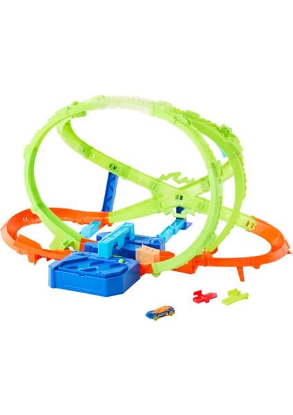 Hot Wheels Akrobasi Pistleri Hiperküre Turbo Çarpışma Pisti ve 1:64 Ölçekli 1 Adet Metal Araba JMG48