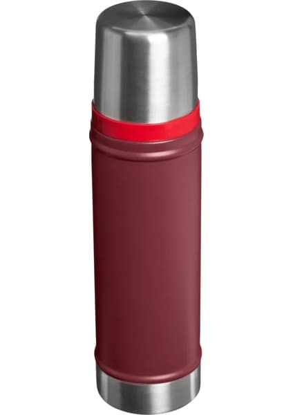 Stanley Klasik Vakumlu Çelik Termos 0,60 lt Bordo Renkli Çift Katmanlı İzolasyon ile Kamp ve Outdoor Uyumlu