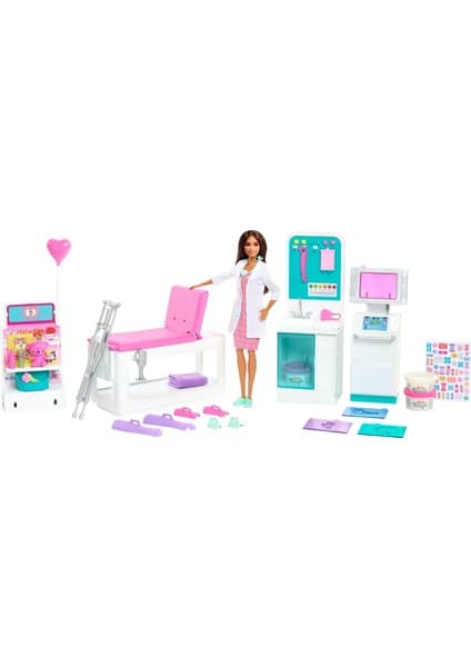 Barbie 'nin Polikliniği Oyun Seti Esmer Doktor Bebek 30 Cm 30'dan Fazla Parça Kız Çocuklar İçin Eğlenceli Oyun