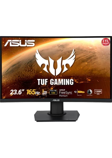 Asus TUF VG24VQE Kavisli 23.6" 165Hz 1ms (HDMI+Display) Full HD LED Oyun Monitörü VA Panel ile