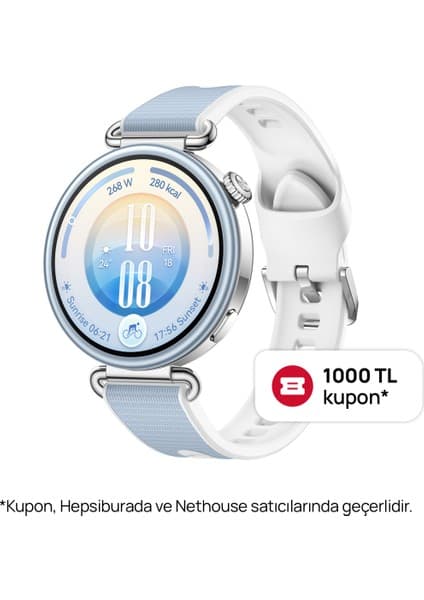 Huawei Watch GT 7 41 mm Akıllı Saat - Mavi, 21 Güne Varan Pil Ömrü, Kayak ve Bisiklet Modları, iOS ve Android Uyumlu
