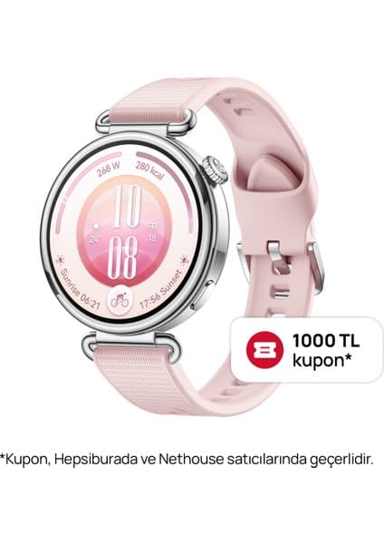 Huawei Watch GT 7 41 mm Akıllı Saat - Pembe, 21 Güne Varan Pil Ömrü, Kayak ve Bisiklet Modları, iOS ve Android Uyumlu