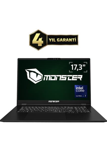 Monster Huma H7 V1.2.5 Core Ultra 7 155H 32 GB Ram 1tb SSD Intel Arc Graphics Windows 11 Home 17,3 Fhd Taşınabilir Bilgisayar