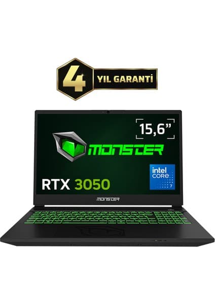 Monster Abra A5 V22.5.5 Intel Core 7 230H 32 GB Ram 1 Tb SSD 4 GB Rtx 3050 Windows 11 15,6" Fhd 144 Hz Oyun Bilgisayarı