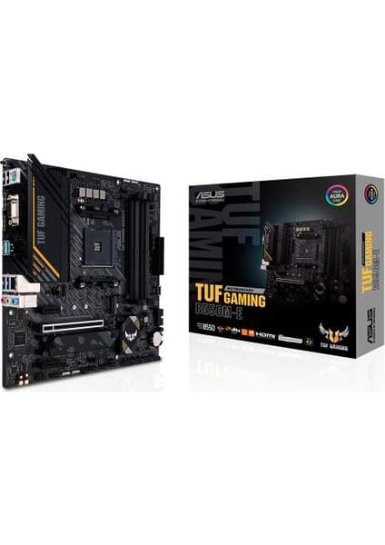 Asus Tuf Gamıng B550M-E Amd B550 Am4 DDR4 4800 Dp Hdmı Vga Çift M2 Usb3.2 Aura Rgb Matx (Tuf Gamıng B550M-E) Anakart