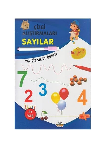 0-6 Yaş Yayınları Çizgi Alıştırmaları Sayılar (Yaz-Çiz-Sil ve Öğren) + Kalem