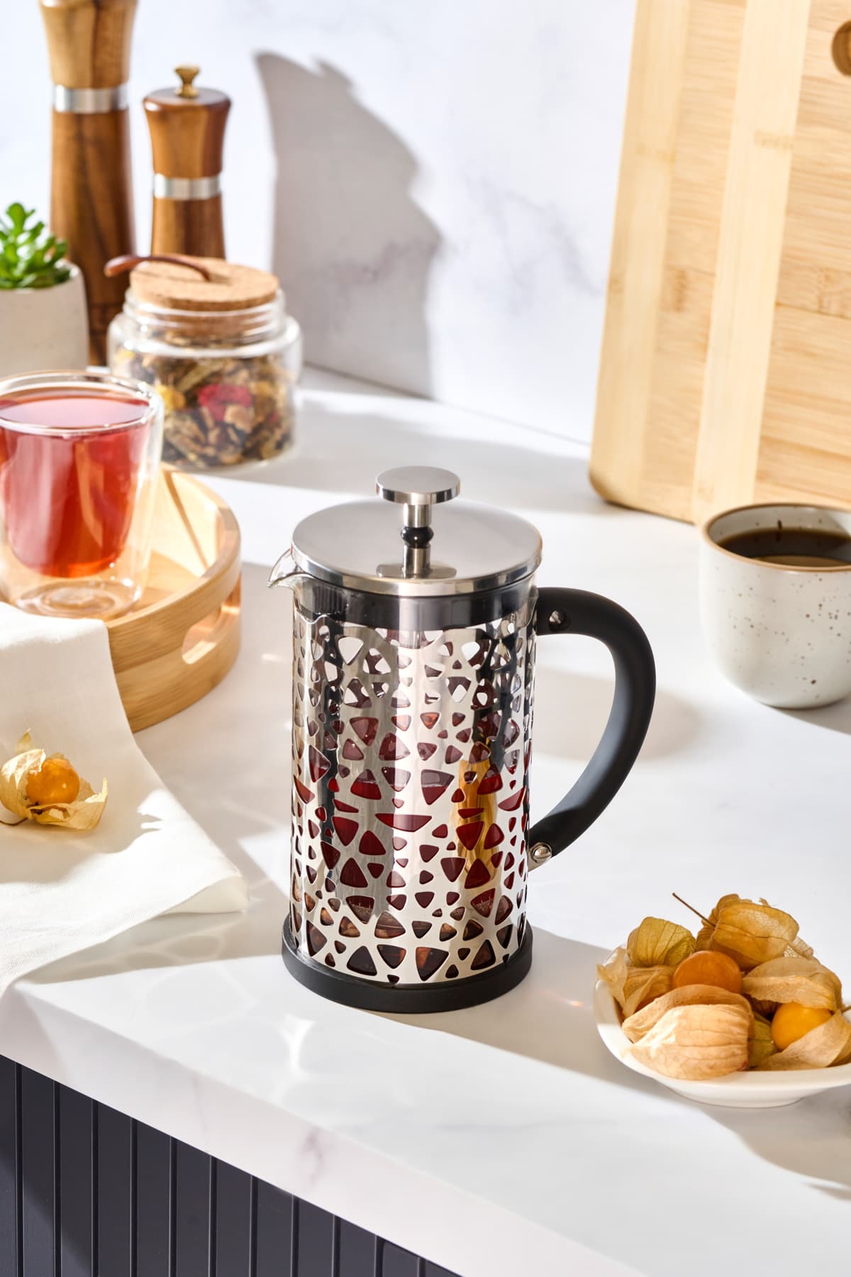 Karaca Nico Bitki Çayı ve Filtre Kahve Demliği French Press 600 ml Siyah