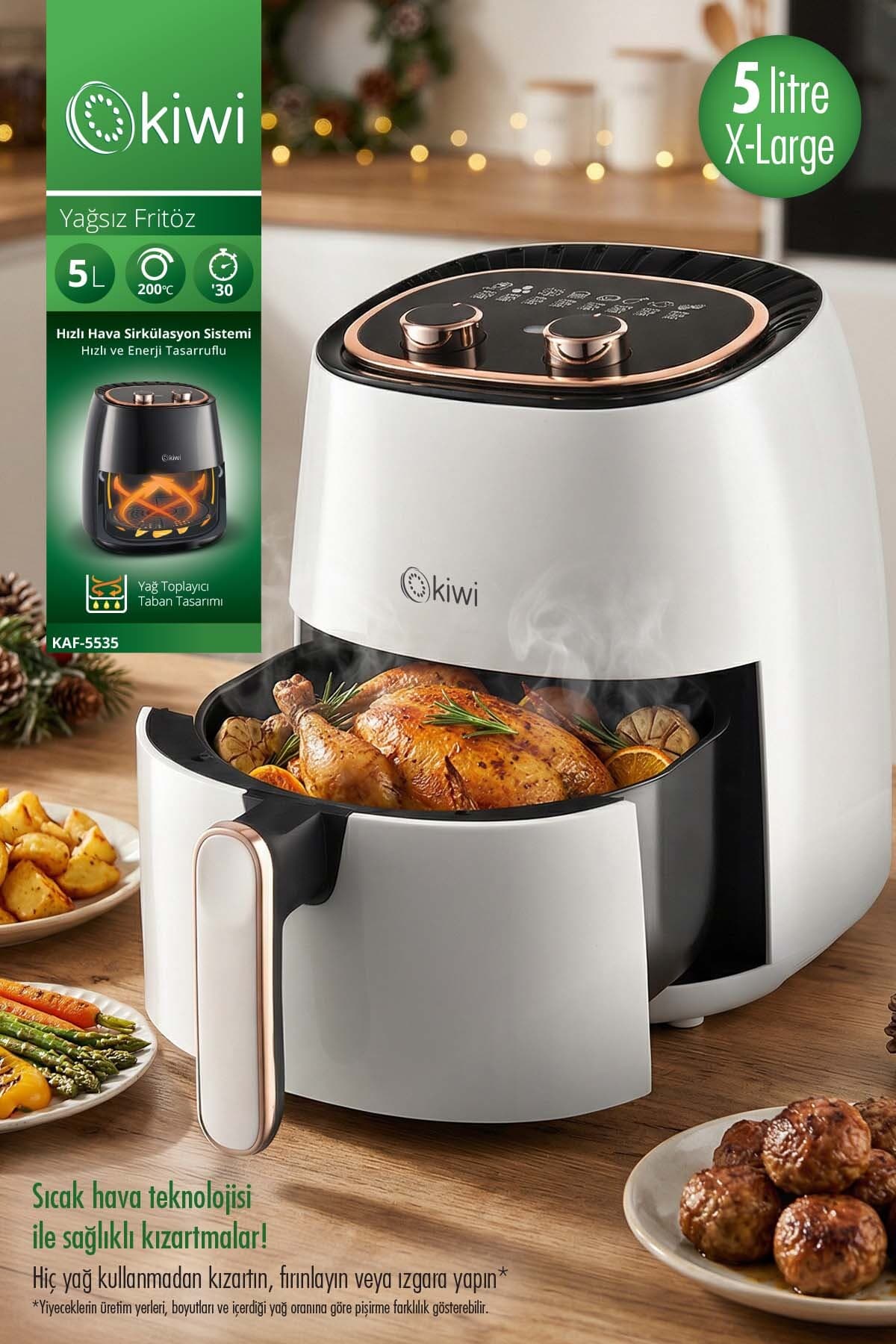 Kiwi Kah-5535 Air Friyer 5 Lt Yağsız Fritöz Beyaz