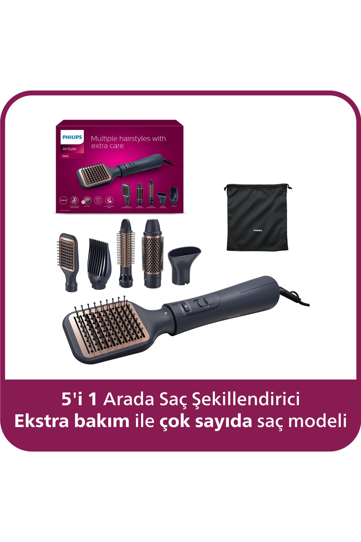 Philips 5000 Serisi 5'i 1 Arada Saç Şekillendirici, Argan Yağı Katkılı, İyonik Bakım, BHA530/00
